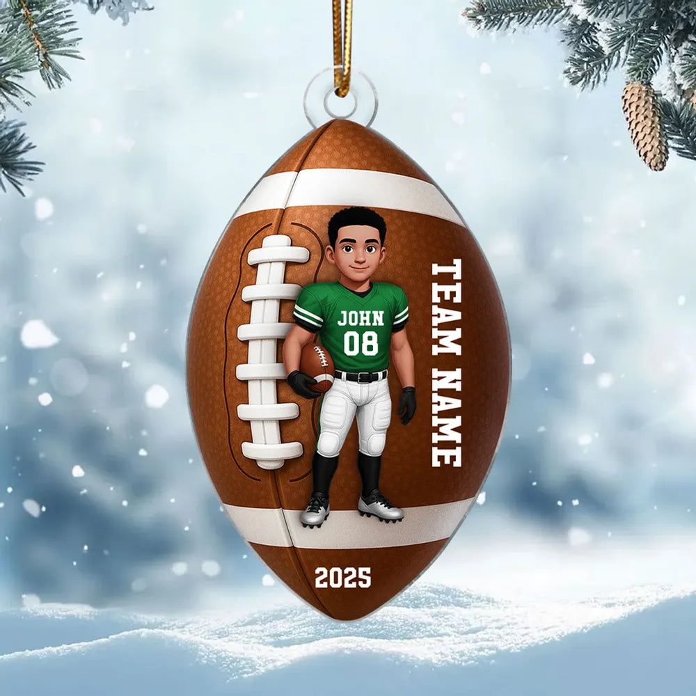 Personalized Football Ornament for Kids with Custom Name and Year - Christmas Tree Decoration Ornament MagicInPrints