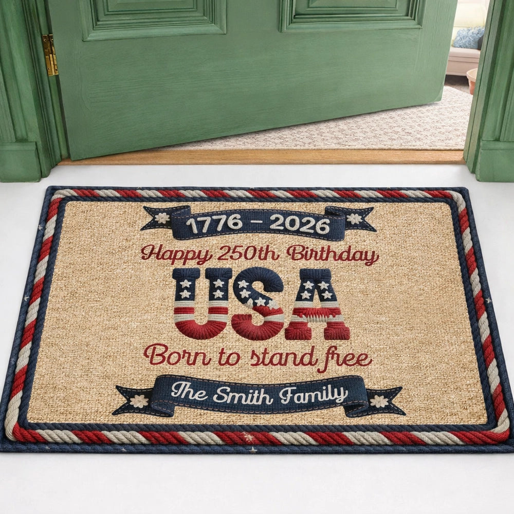 Personalized USA Birthday Doormat for Families - 250th Anniversary Celebration Doormat MagicInPrints