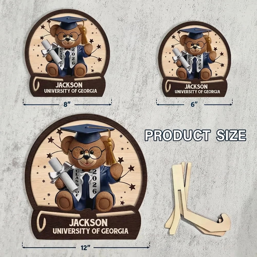 Personalized Graduation Teddy Bear Gift for Graduates - Class of 2026 Keepsake Plaque MagicInPrints