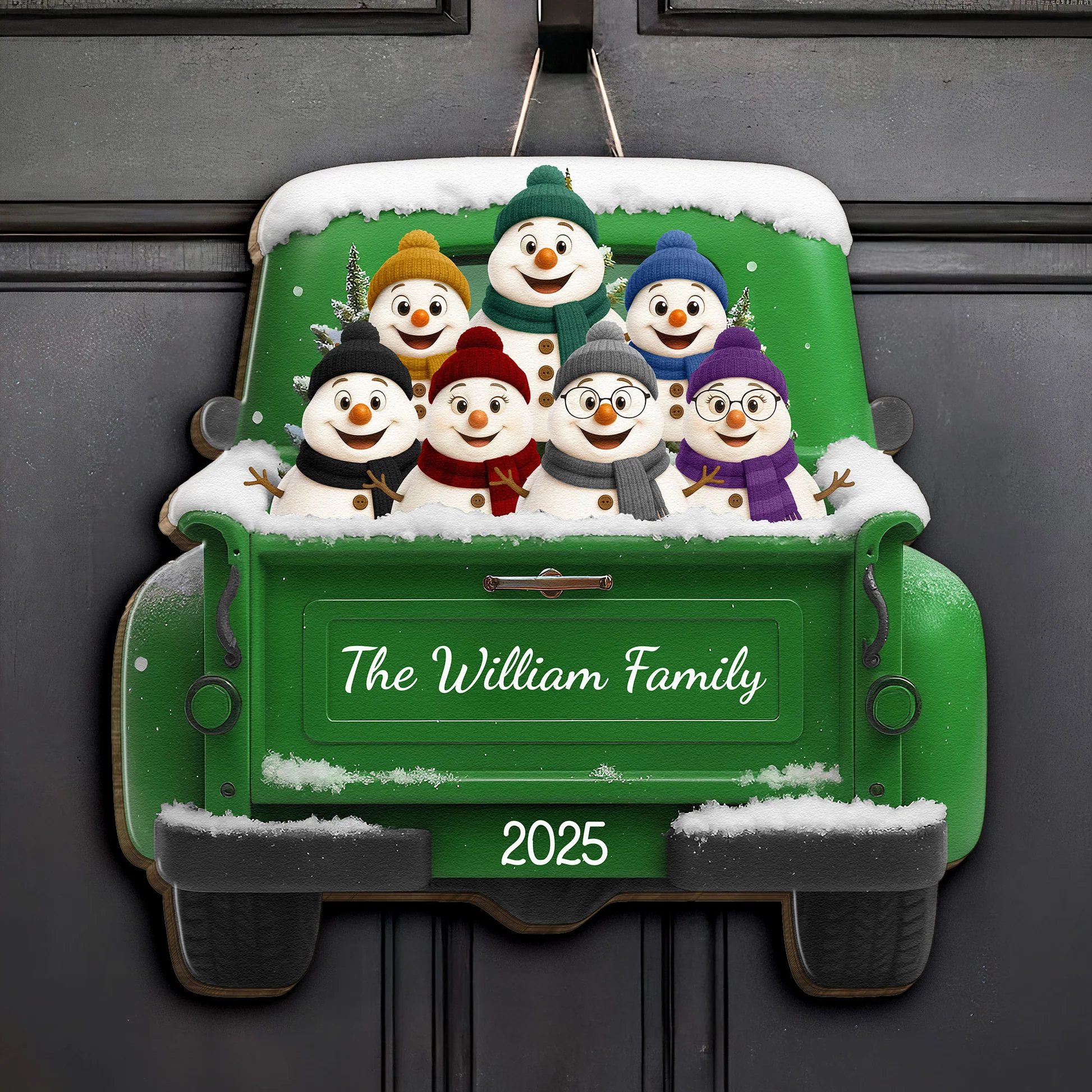 Personalized Snowman Family Christmas Wall Decor - Festive Holiday Decoration Sign MagicInPrints