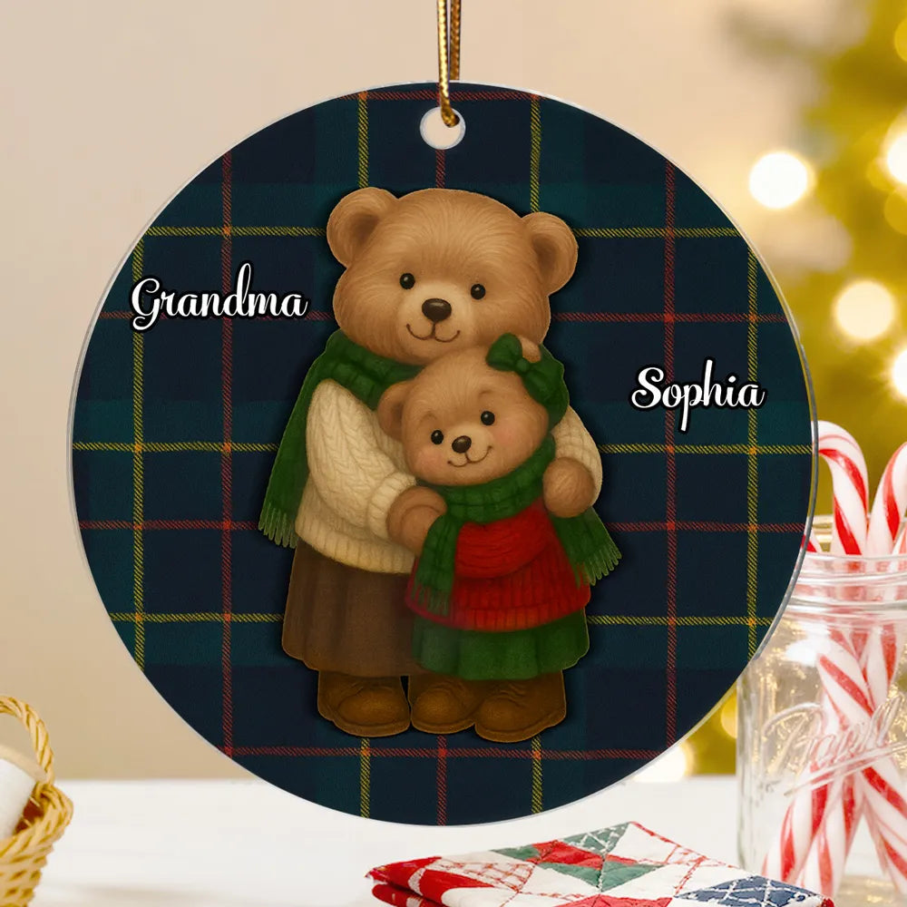 Personalized Bear Family Christmas Ornament for Grandma - Holiday Gift Ornament MagicInPrints