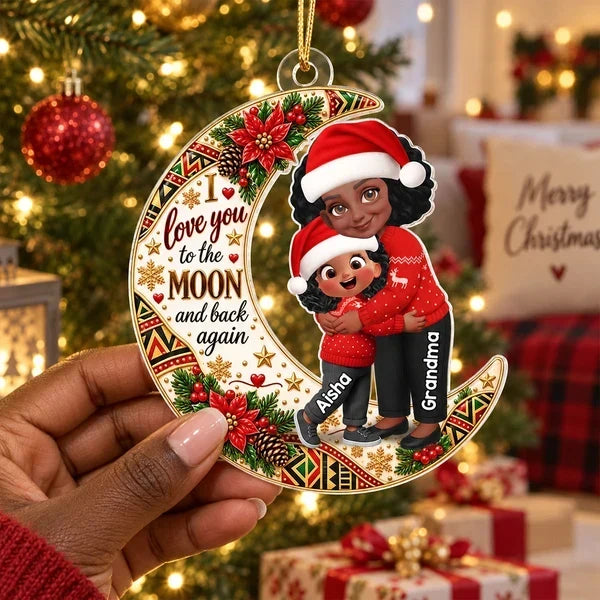 Personalized Christmas Acrylic Ornament Hugging Grandma & Grandchild Gift