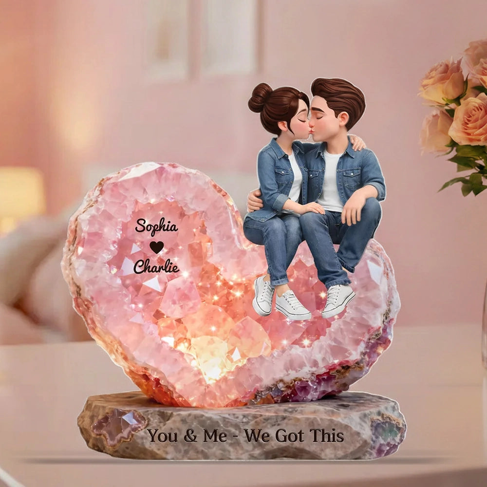 Personalized Heart Crystal Couple Figurine for Romantic Gift - Anniversary Keepsake Plaque MagicInPrints