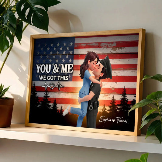 Personalized Couple Canvas Art for Police Officers - Romantic Home Decor Gift Poster or Canvas MagicInPrints