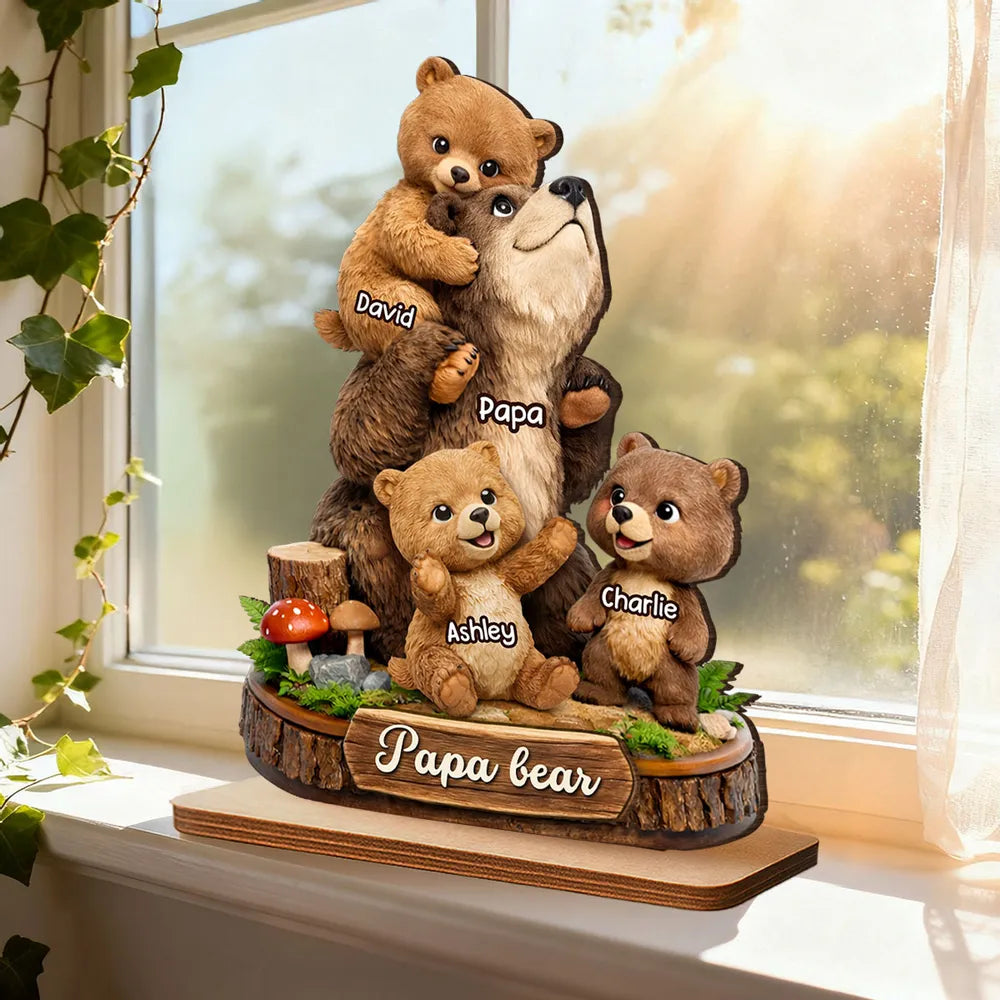 Personalized Bear Family Figurine for Dad - Custom Names Gift Plaque MagicInPrints