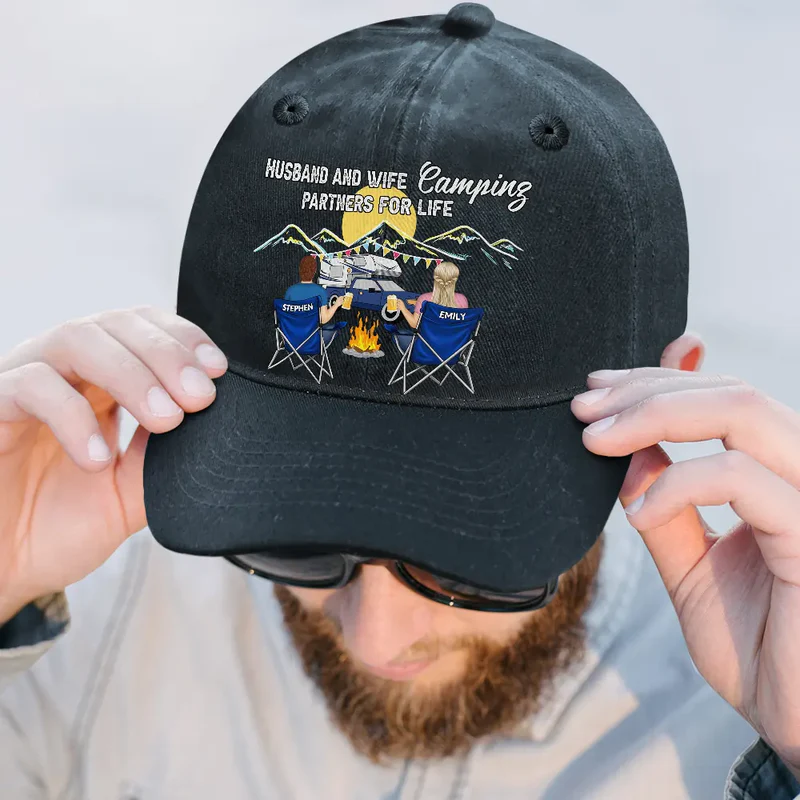 Custom Embroidered Camping Hat for Couples - Outdoor Adventure Gift Hat MagicInPrints
