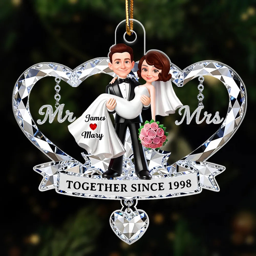 Personalized Wedding Ornament for Couples - First Christmas as Mr. and Mrs. 2025 Ornament MagicInPrints
