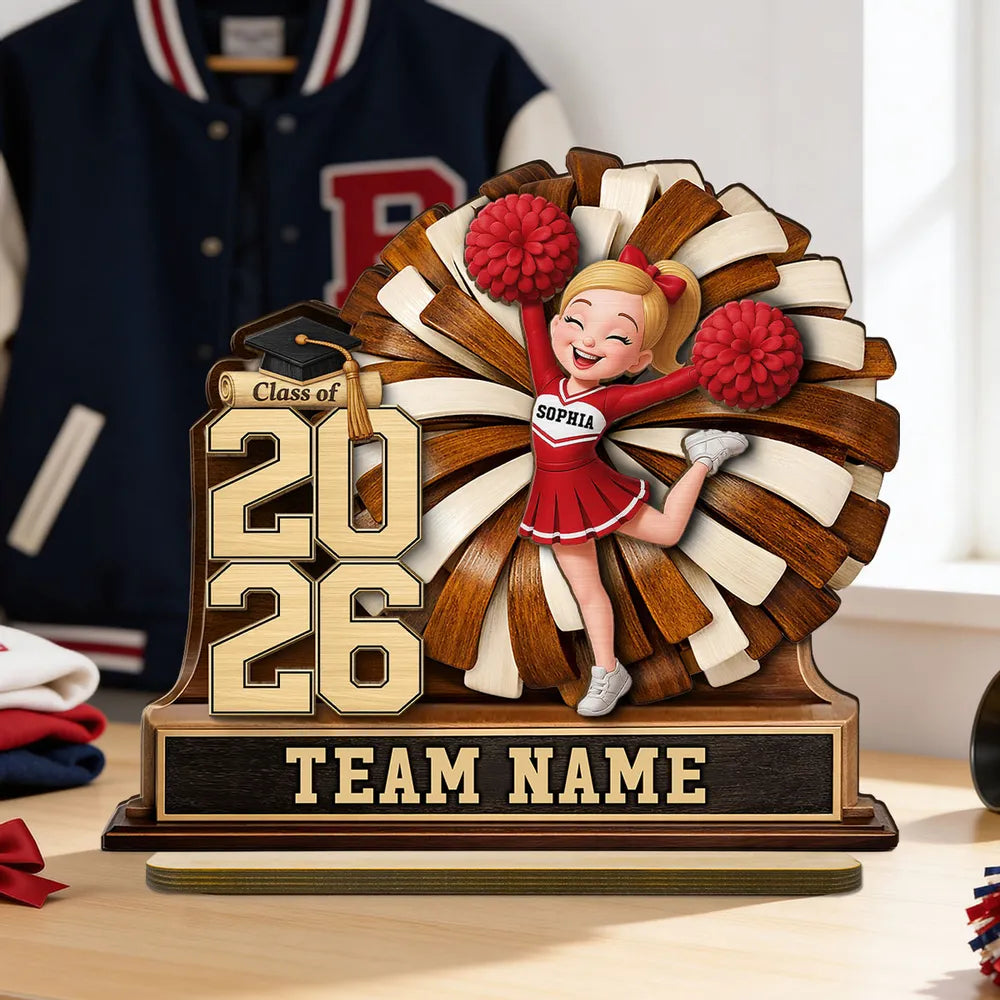 Personalized Cheerleader Graduation Plaque for Class of 2026 - Custom Team Name Plaque MagicInPrints