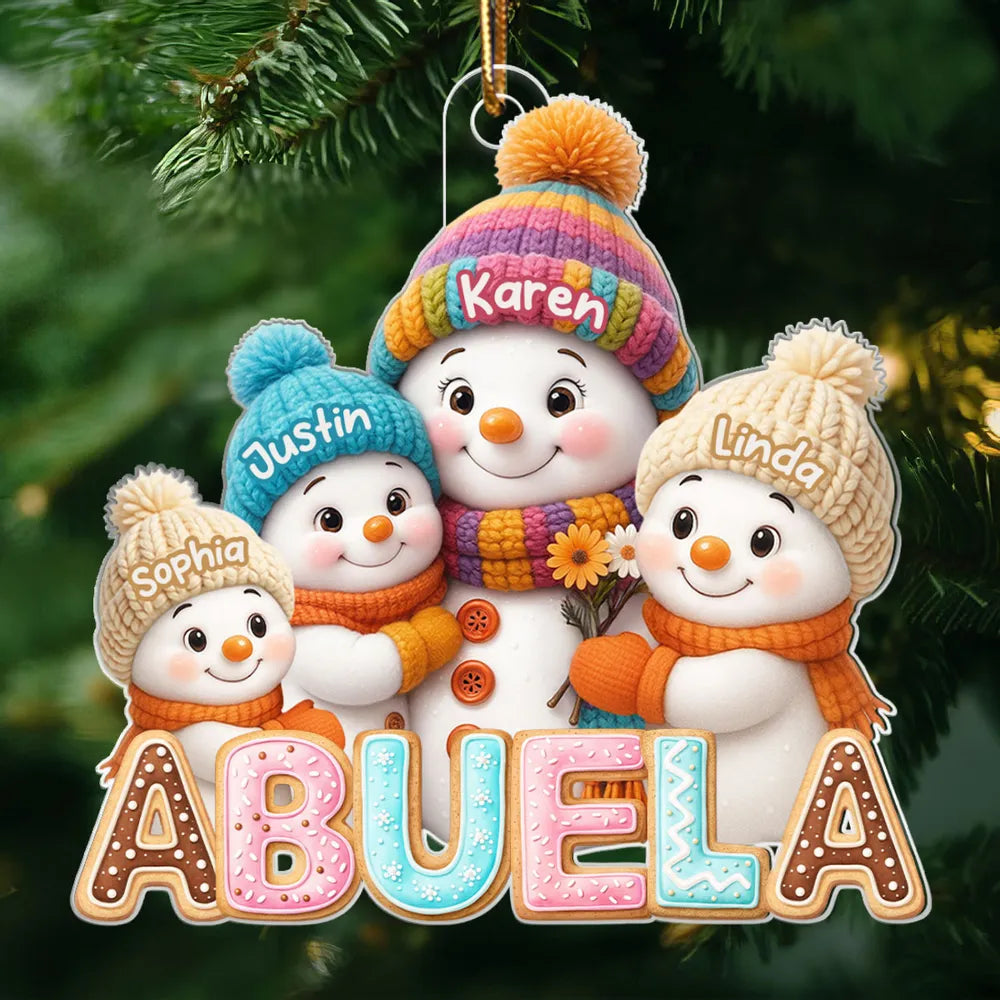 Personalized Snowman Family Christmas Ornament for Grandma - Holiday Decoration Ornament MagicInPrints