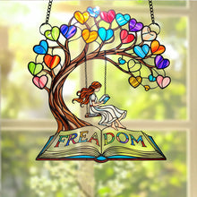 Load image into Gallery viewer, Unlock Your Imagination - Personalized Reading Girl Suncatcher Ornament - Gift for Book Lovers, Readers, and Friends Ornament MagicInPrints
