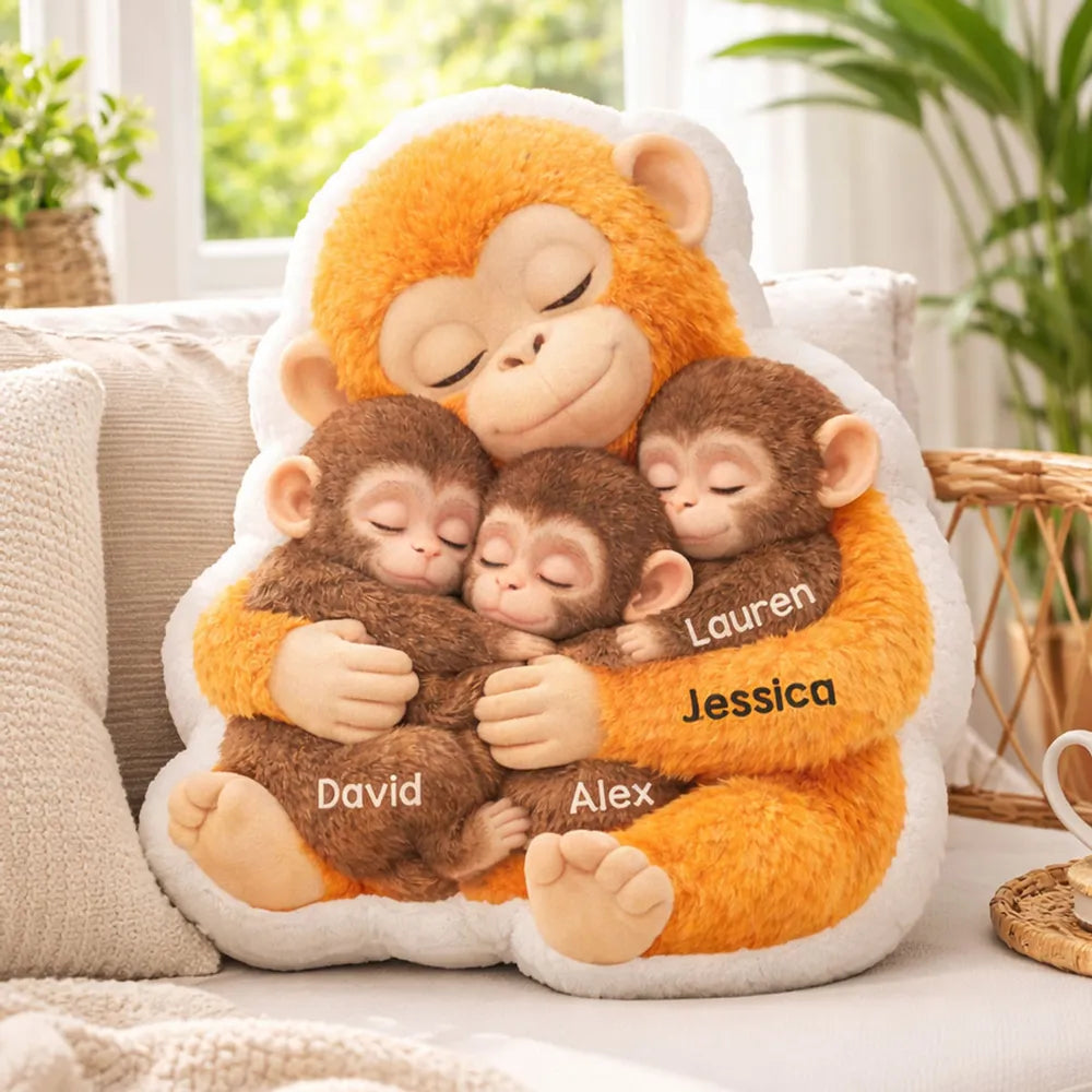Personalized Monkey Hug Pillow for Mom and Child - Sentimental Gift Pillow MagicInPrints