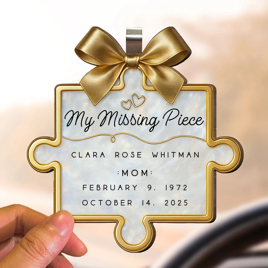 Custom Memorial Puzzle Piece Plaque for Dad - Sentimental Keepsake Car Hanger MagicInPrints