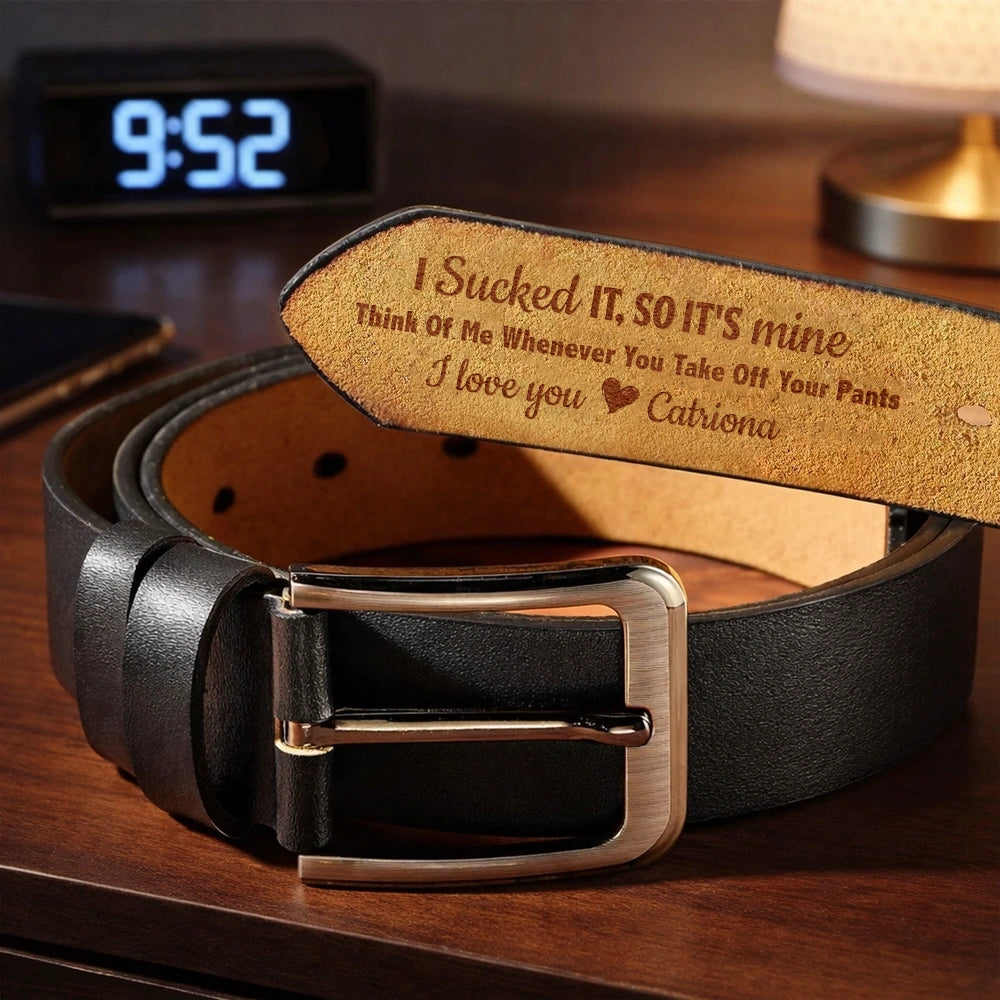 Personalized Leather Belt for Men with Engraved Message - Romantic Gift Belt MagicInPrints