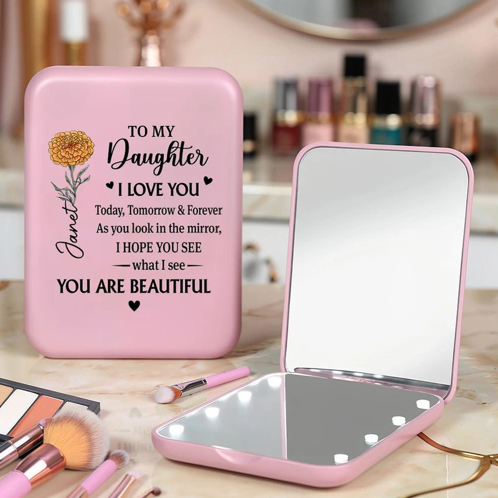 Personalized Compact Mirror for Daughter with Message - Sentimental Gift Beauty Tools MagicInPrints