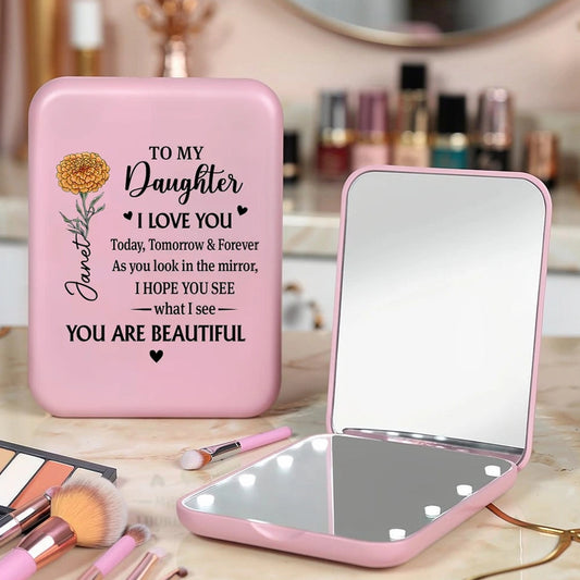 Personalized Compact Mirror for Daughter with Message - Sentimental Gift Beauty Tools MagicInPrints