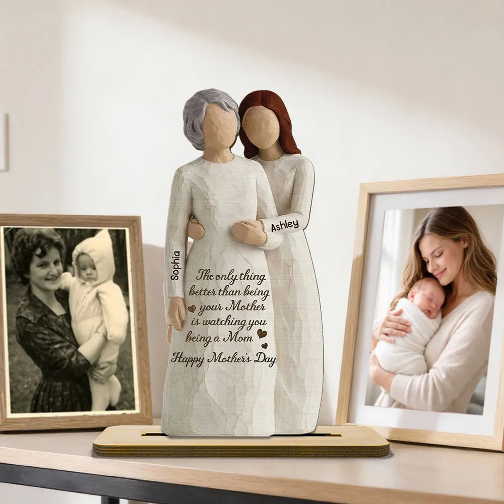 Personalized Mother-Daughter Wooden Sculpture Gift - Sentimental Keepsake for New Moms Plaque MagicInPrints