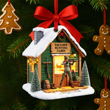 Load image into Gallery viewer, “Celebrate the Outdoors!” - Personalized Hunting Cabin Christmas Ornament - Perfect Gift for Hunters and Outdoor Enthusiasts Ornament MagicInPrints

