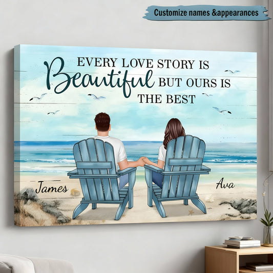 Personalized Couples Beach Canvas Art - Romantic Gift for Anniversaries Poster or Canvas MagicInPrints