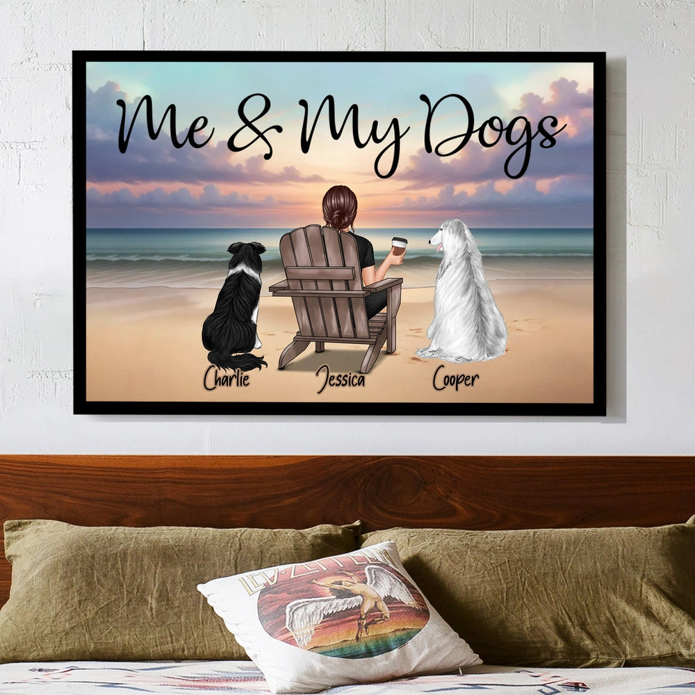 Personalized Dog Lover Canvas Print for Pet Owners - Beach Scene Poster or Canvas MagicInPrints