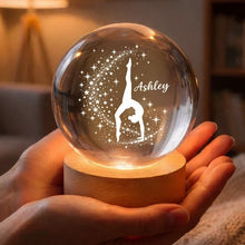 Load image into Gallery viewer, Personalized Amber Globe Lamp Starlit Gymnast Gift for Daughter
