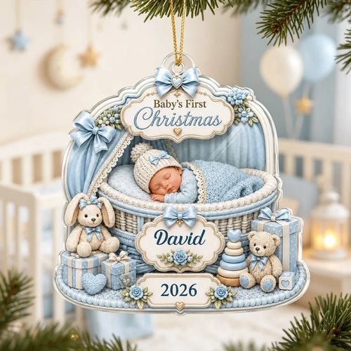 Personalized Baby's First Christmas Acrylic Ornament Gift for New Parents