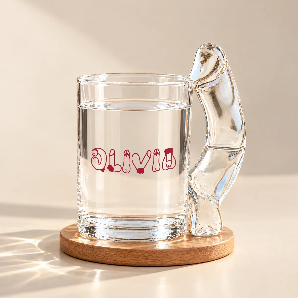 Personalized Curved Handle Glass Mug with Funny Lettering Gift for Coworker