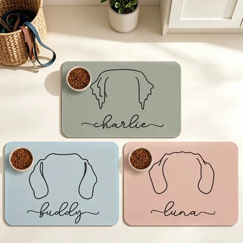 Personalized Dog Feeding Mat Custom Name Gift for Dog Lovers