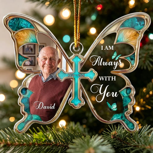 Personalized Teal Butterfly Acrylic Ornament Memorial Gift