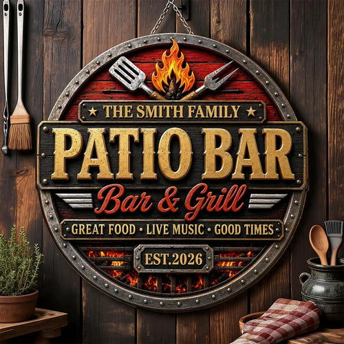 Personalized Wooden Grill Sign Custom Family Name Home Decor