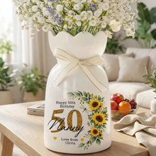 Load image into Gallery viewer, Personalized Sunflower Ceramic Vase Unique Birthday Gift
