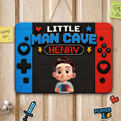 Personalized Wooden Gamer Sign Custom Little Man Cave Gift for Boys