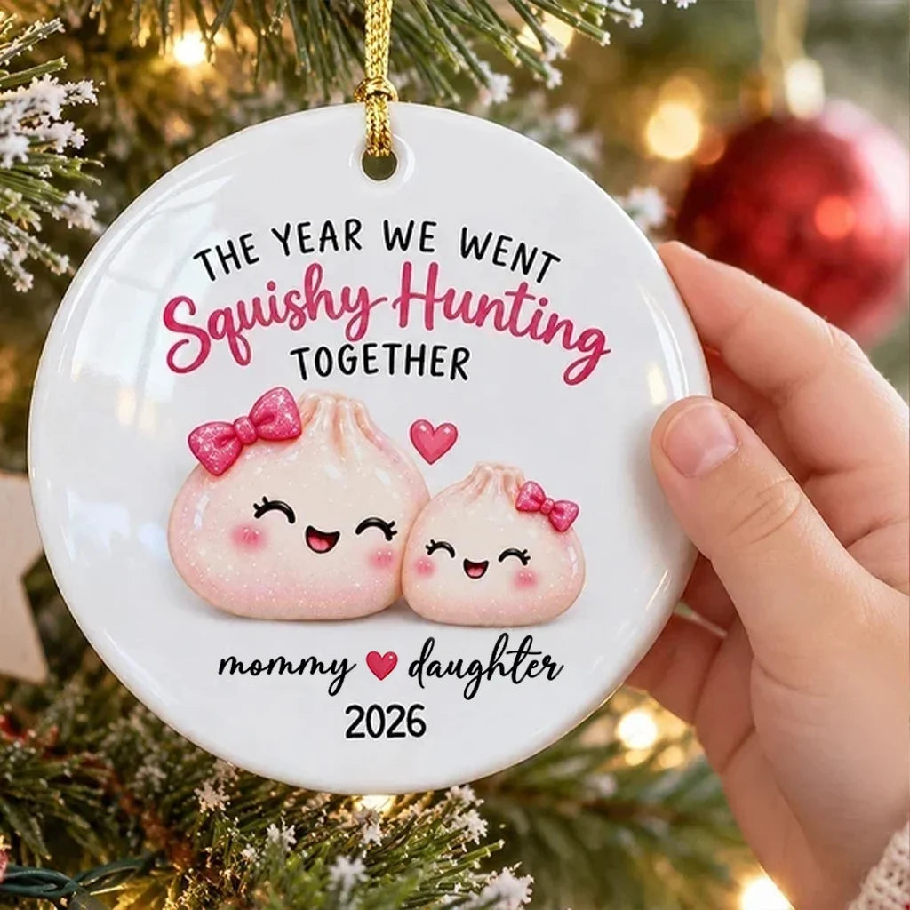 Personalized Ceramic Ornament Mommy Daughter Squishy Hunting Gift for Mom