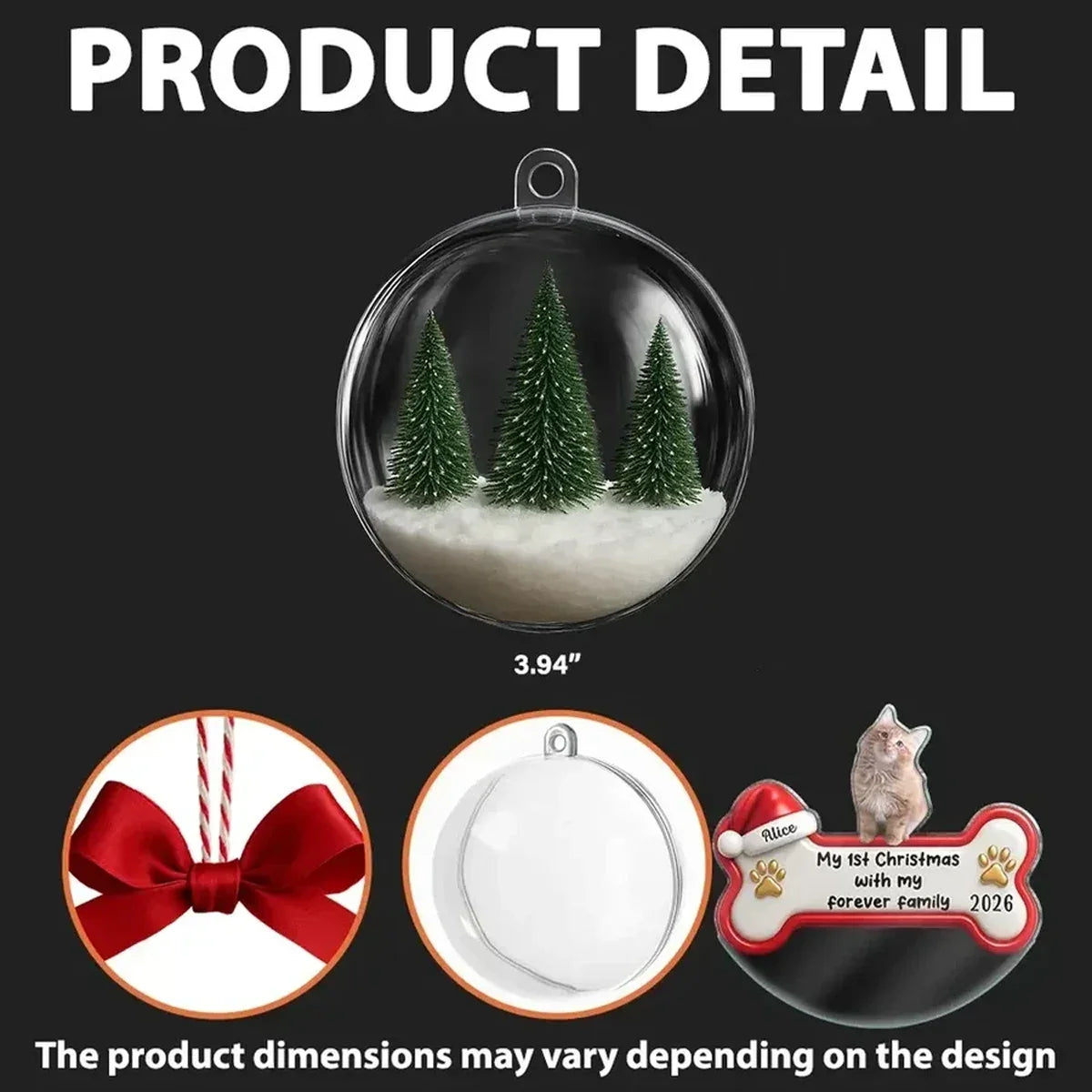 Personalized Acrylic Snow Globe Ornament for Dog Lovers First Christmas Gift