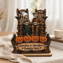 Load image into Gallery viewer, Personalized Skeleton Couple Wooden Plaque Gift for Family Halloween Decor
