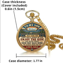 Load image into Gallery viewer, Personalized Pocket Watch with Mountain Quote Gift for Son

