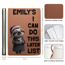 Load image into Gallery viewer, Personalized Leather Journal with Sleepy Sloth Gift for Coworker
