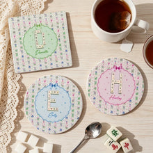 Load image into Gallery viewer, Personalized Round Ceramic Coaster Mahjong Gift for Game Night
