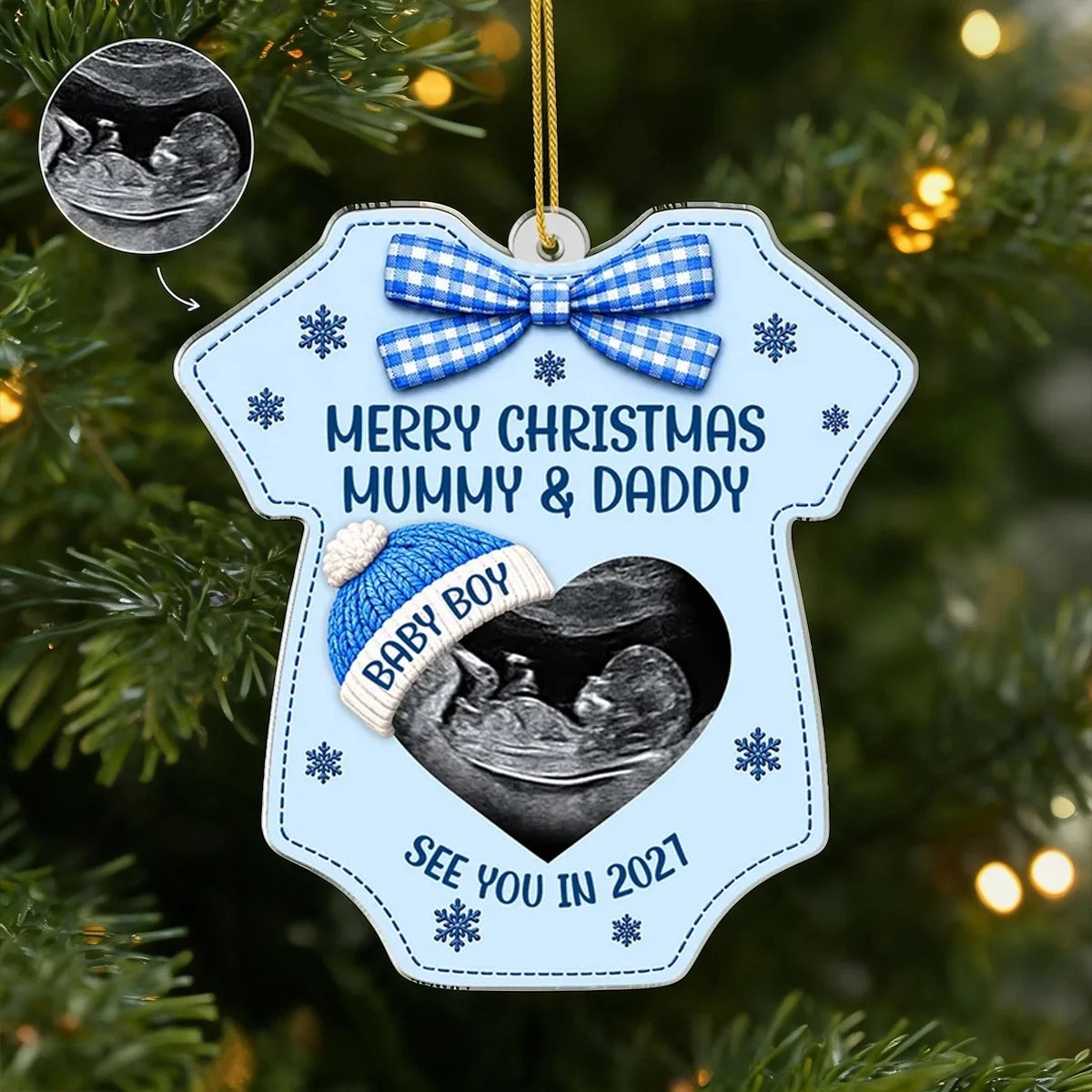 Personalized Ultrasound Acrylic Ornament Gift for Expecting Parents