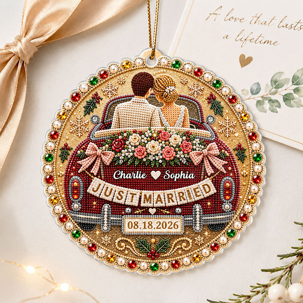 Personalized Acrylic Wedding Car Ornament Gift for Couple