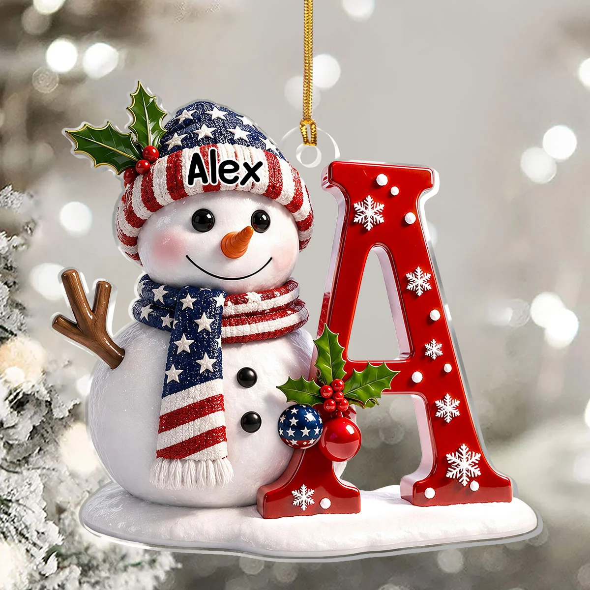 Personalized Snowman Acrylic Ornament Christmas Gift for Kids