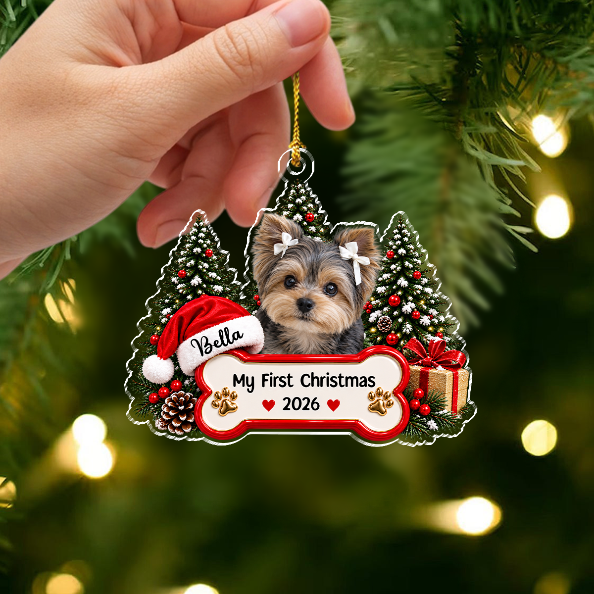 Personalized Pet Photo Acrylic Ornament My First Christmas Gift for Pet Parents