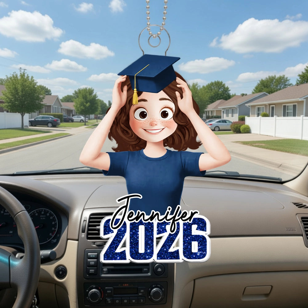 Custom Graduation Car Ornament for Graduates - Class of 2026 Car Hanger MagicInPrints
