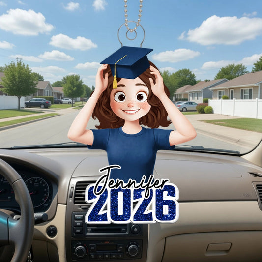Custom Graduation Car Ornament for Graduates - Class of 2026 Car Hanger MagicInPrints