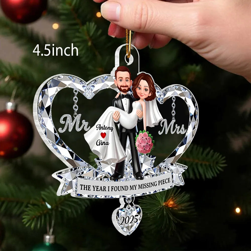 Personalized Wedding Ornament for Couples - First Christmas as Mr. and Mrs. 2025 Ornament MagicInPrints