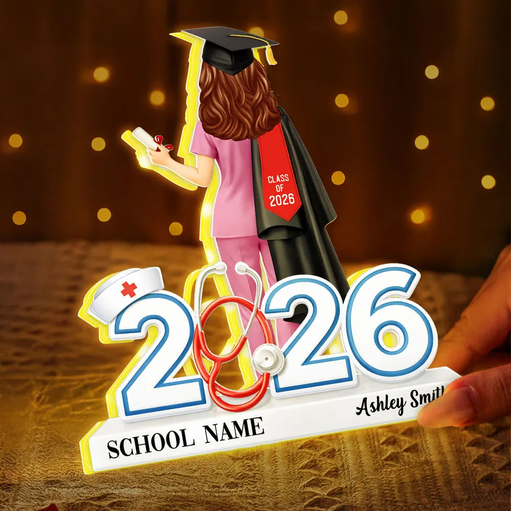 Personalized Nurse Graduation Light Up Sign for Class of 2026 - Perfect Gift for Nursing Graduates Plaque MagicInPrints
