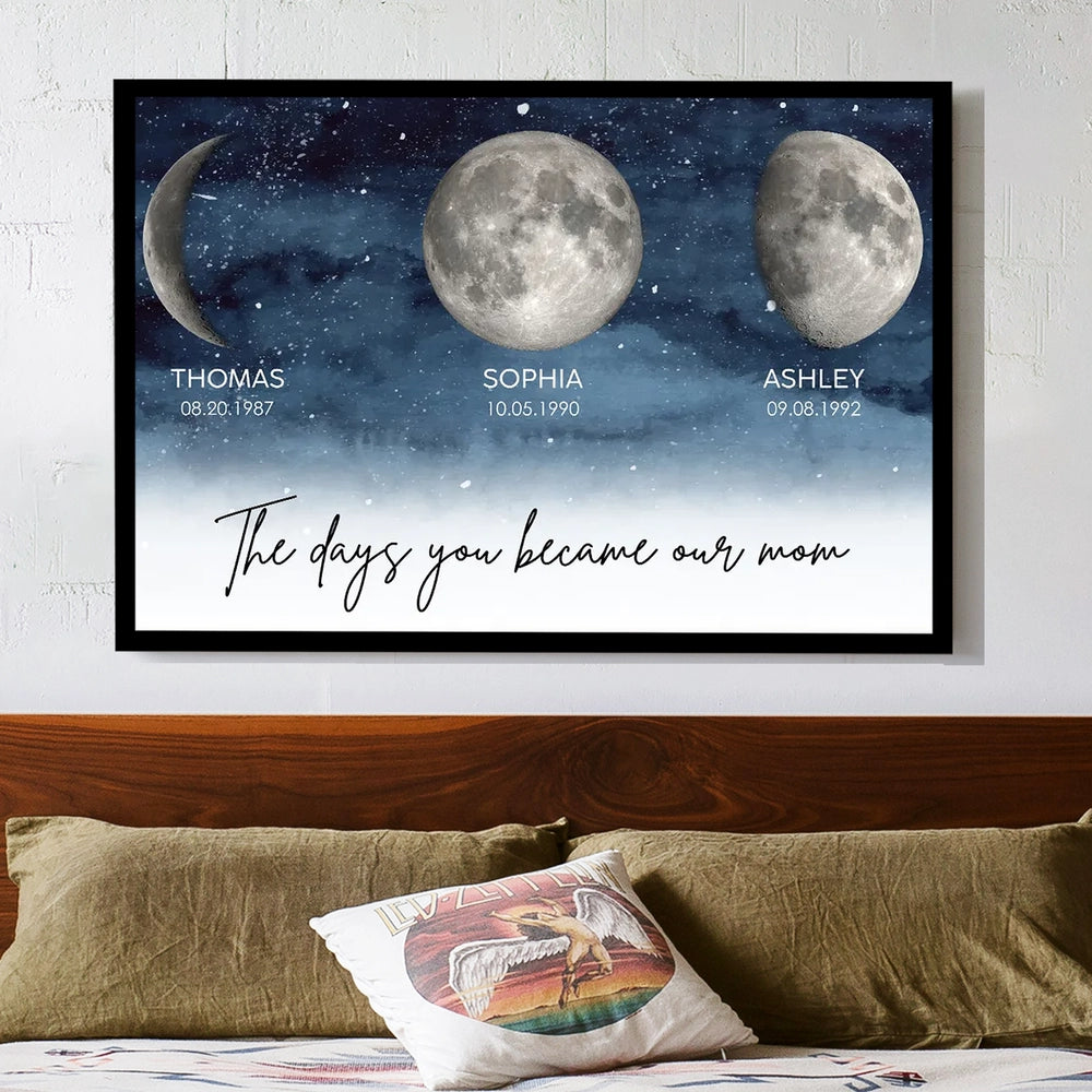 Personalized Moon Phase Art for Dad - Custom Date Gift Poster or Canvas MagicInPrints