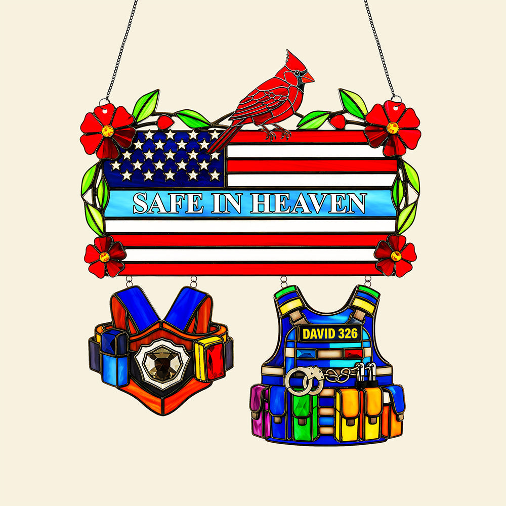 Safe in Heaven Cardinal Suncatcher - Personalized Gift for Loved Ones Ornament PopCulturePrints