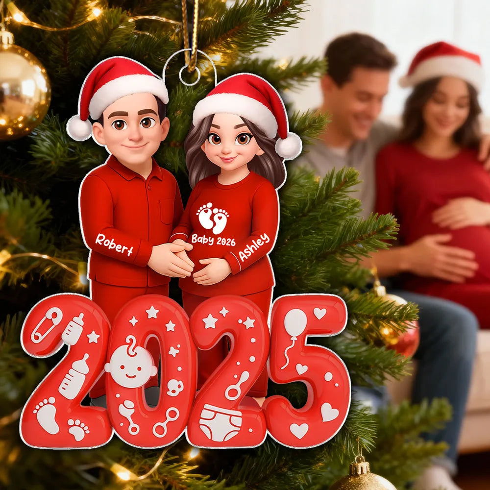 Personalized Couple Christmas Ornament for Expecting Parents - 2025 Holiday Keepsake Ornament MagicInPrints