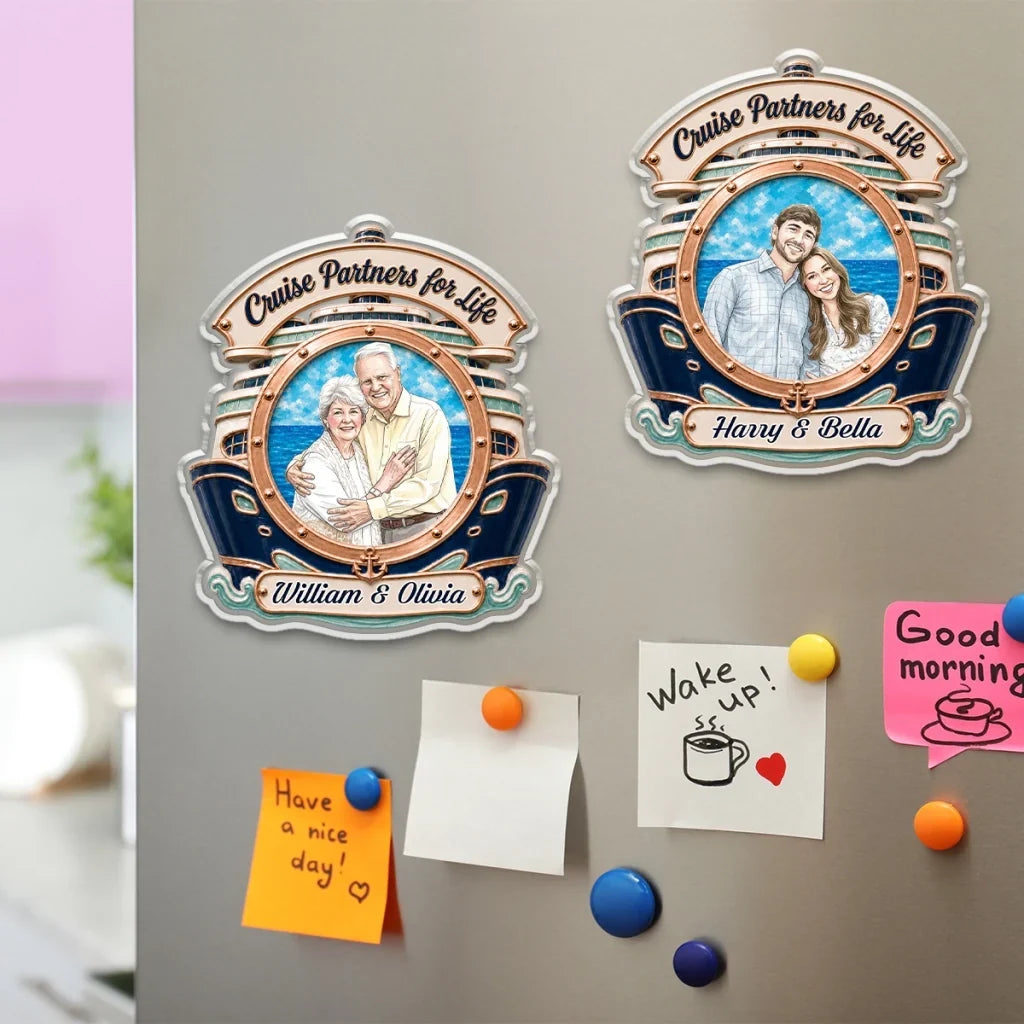 Personalized Acrylic Magnet Unique Couple Gift for Anniversary, Watercolor Travel Keepsake