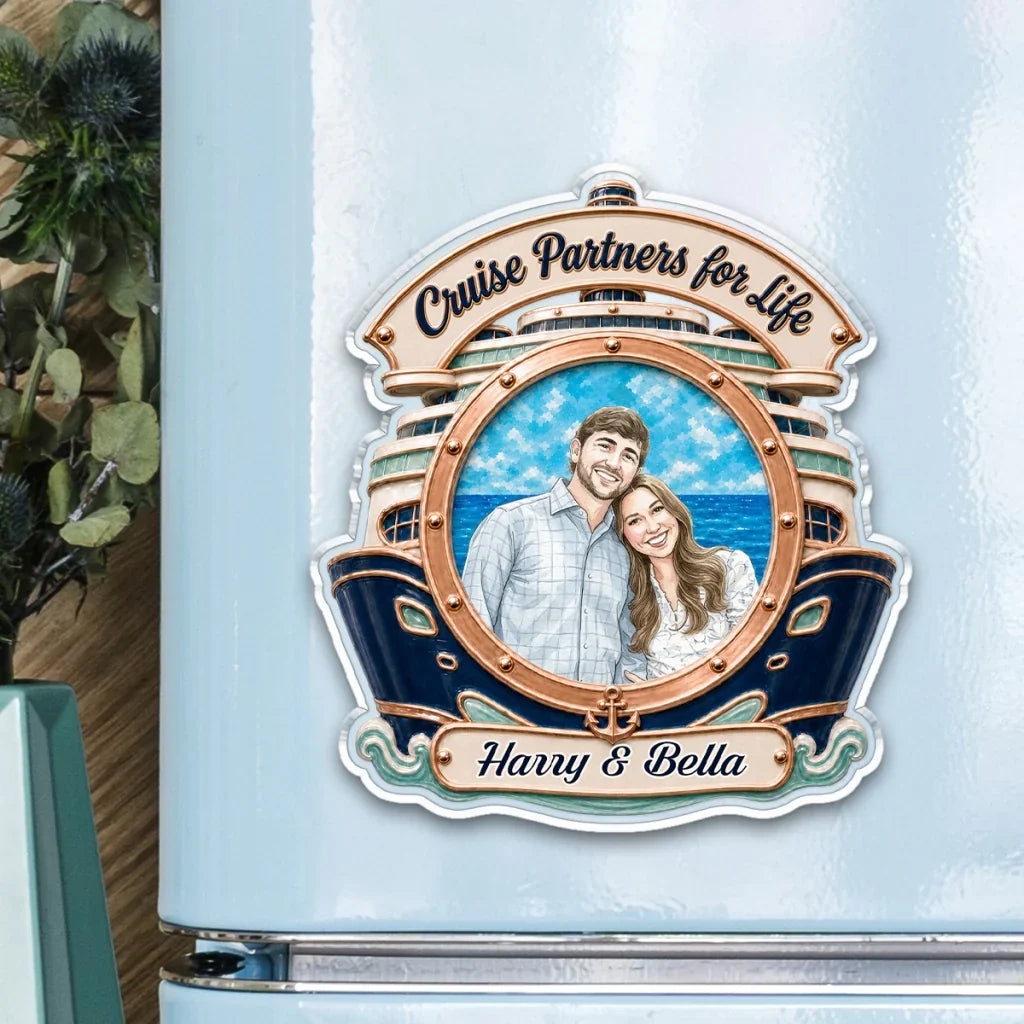 Personalized Acrylic Magnet Unique Couple Gift for Anniversary, Watercolor Travel Keepsake